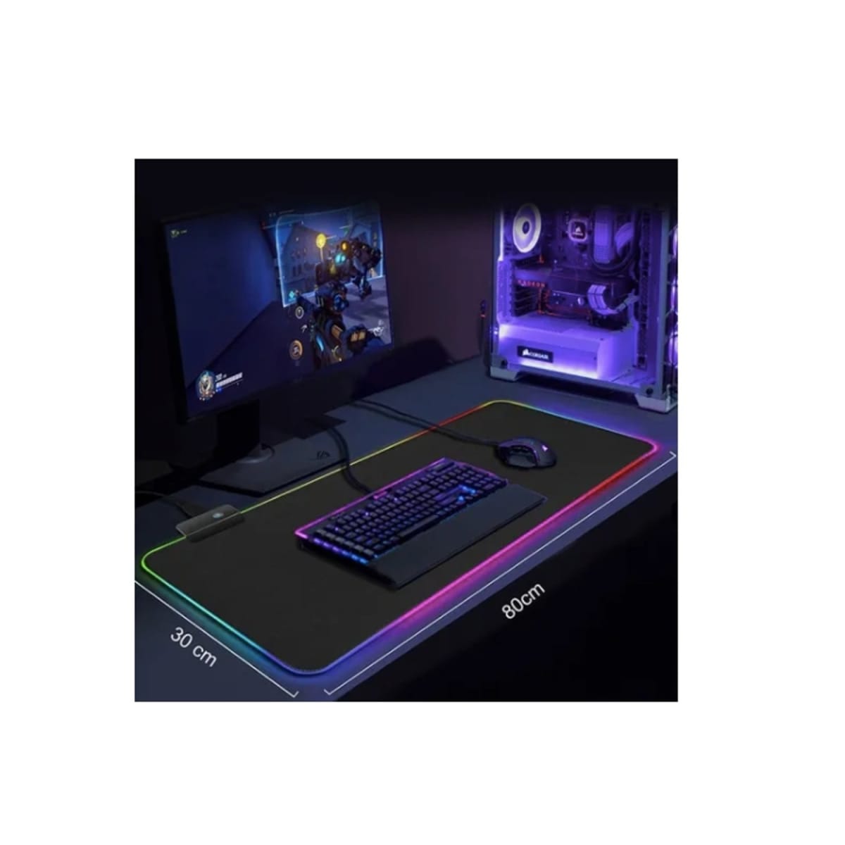 PC BEACH MOUSE PAD RGB LED XL GAMER 80X30 CM FGD-023
