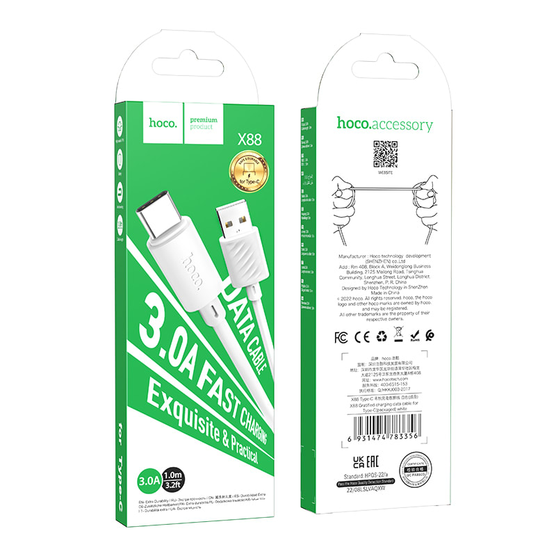 HOCO X88 3.0A 1M USB A TYPE C FAST CHARGING2