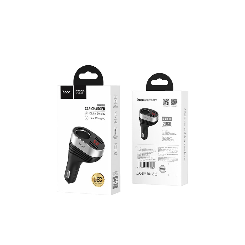 HOCO CAR HCARGER 2USB LED DIGITAL DISPLAY Z292