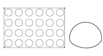 Molde negro silicona cm 60x40 Semisfera