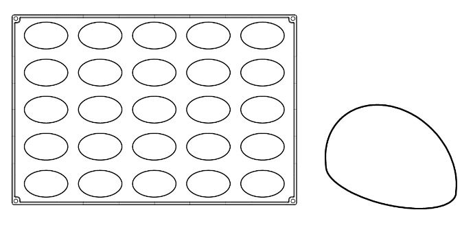 Molde negro en silicona cm 60x40 Oval3