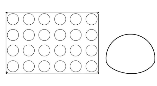Molde negro silicona cm 60x40 Semisfera1