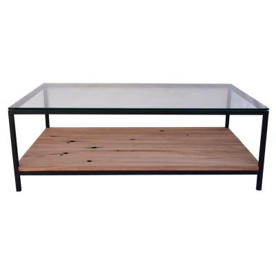 Mesa madera Durmiente de tren con vidrio Mesa madera Durmiente de tren con vidrio