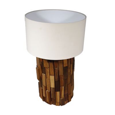 Lámpara de mesa base de palos de teka Lámpara de mesa base de palos de teka