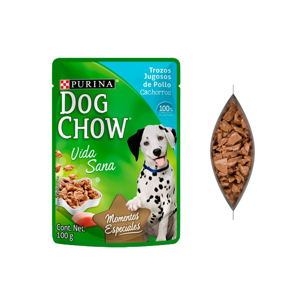 Dog Chow Pouch Cachorro 100 Gr Trozos Jugosos de Pollo BR Dog Chow Pouch Cachorro 100 Gr Trozos Jugosos de Pollo BR