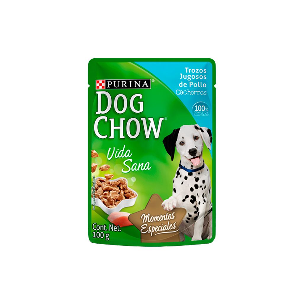 Dog Chow Pouch Cachorro 100 Gr Trozos Jugosos de Pollo BR Dog Chow Pouch Cachorro 100 Gr Trozos Jugosos de Pollo BR