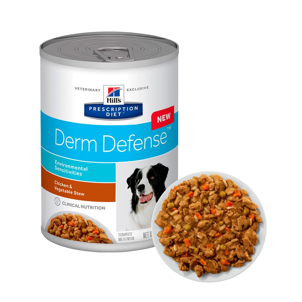 Hills Prescription Canine Derm Defense Chicken & Vegetables Lata 12.5 OZ Hills Prescription Canine Derm Defense Chicken & Vegetables Lata 12.5 OZ