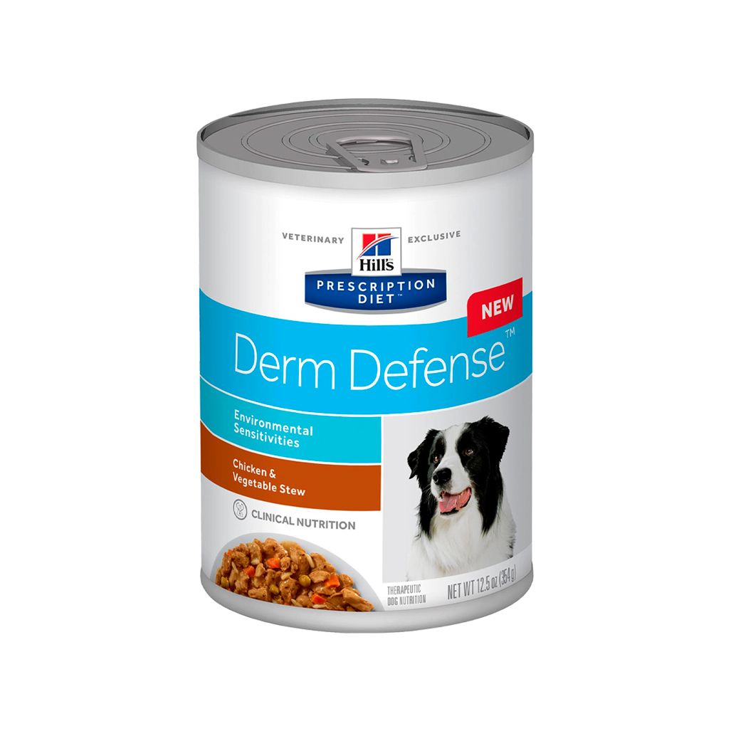 Hills Prescription Canine Derm Defense Chicken & Vegetables Lata 12.5 OZ Hills Prescription Canine Derm Defense Chicken & Vegetables Lata 12.5 OZ