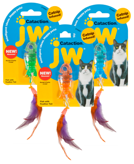 JW Cataction Fhis With Feather Tail Catnip Infused JW Cataction Fhis With Feather Tail Catnip Infused