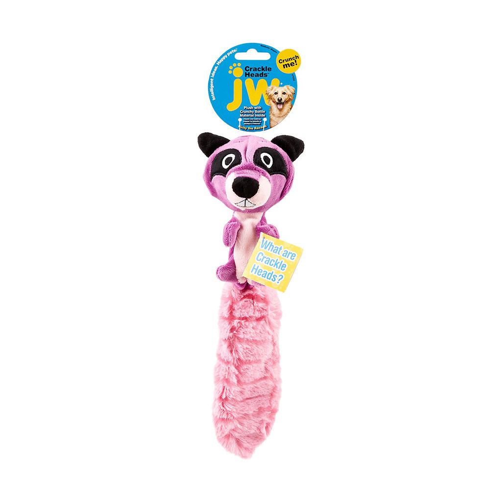 JW Crackle Heads Plush CH Raccon Medium JW Crackle Heads Plush CH Raccon Medium