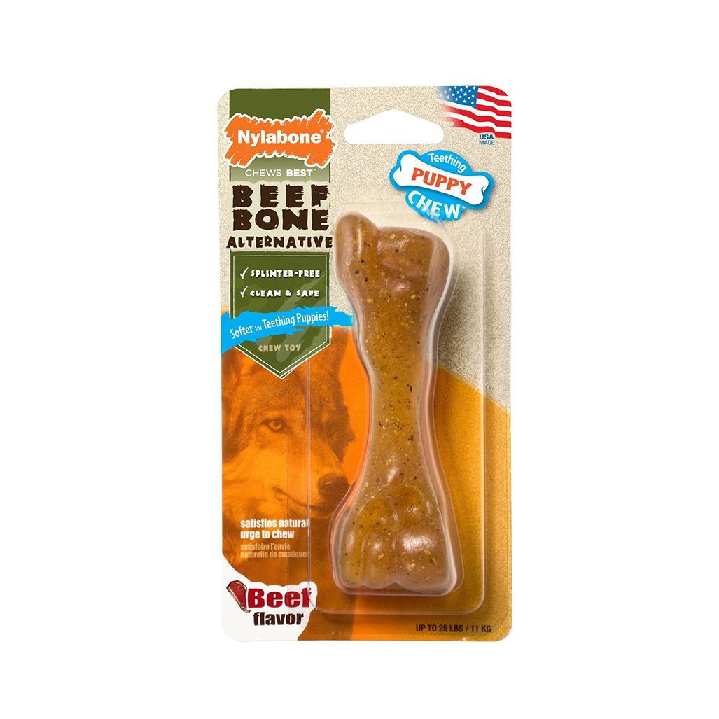 Nylabone Animal Part Alternative Puppy Beef Bone Regular Nylabone Animal Part Alternative Puppy Beef Bone Regular