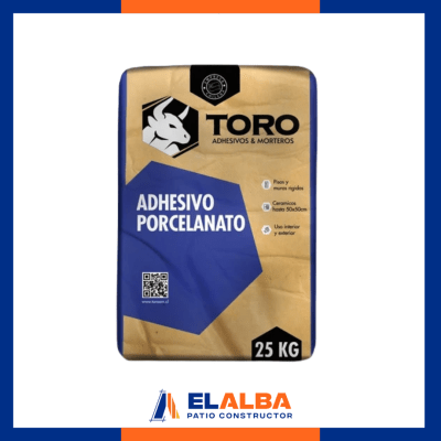 Adhesivo Porcelanato Doble Acción Saco 25Kg Morteros Toro1