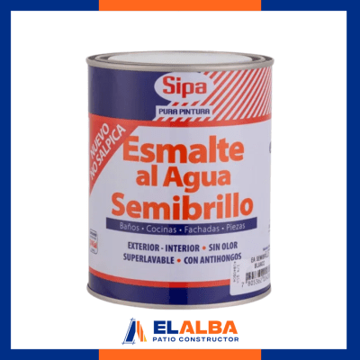 Esmalte Al Agua Semibrillo Blanco (1/4 GL) Sipa1