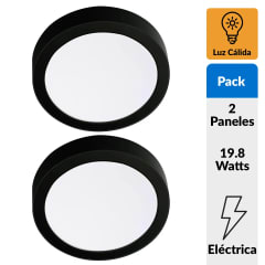 Pack 2 Panel Led Dairu Sobrepuesto Circular Negro 18W Luz Cálida 0