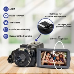 Cámara de video,  4K Ultra HD, 42MP,  18X Zoom digital- Negra 0