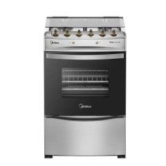 Cocina a Gas Licuado y Natural 4 Quemadores 24 Pulgadas/64 l Grill Silver MCG-4QPI24NS Midea