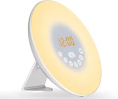 Reloj despertador digital Decdeal con luz de despertador, simulación de amanecer y atardecer, radio 0