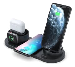 Estación  De Carga Inalámbrico 6 En 1 Cargador-Negro