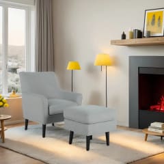 Poltrona Sitial + Banqueta Just Home Collection  77x92x83 cm Gris 0