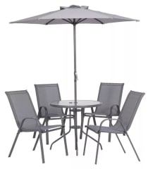 JUEGO COMEDOR TERRAZA METAL NAIROBI 6 PIEZAS Just home gris 0