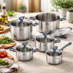 Batería 10 piezas daily cook color plateado, caja dañada