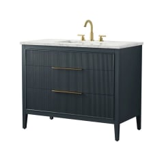Vanitorio Ebern Bilroy Egremt Marmol Carr 106x56x86 Cm Baño Azul Petróleo Tres Agujeros 2