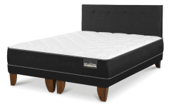 Cama Europea Belsogno Plus 2 Plazas Bd + Respaldo Black 0