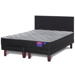 Cama Europea Flex Therapedic Plus 2 Plazas con Respaldo Royal Negro 0