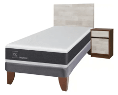 Cama Europea Newortoped 1.5 Plazas + Respaldo + 1 Velador Cic 0