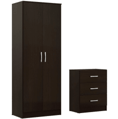 Combo closet 2 puertas + cómoda 3 cajones chocolate casa bonita 0