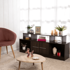 RACK TV ROMA CAFE OSCURO MICA 65 PULGADAS