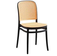 SILLA PLASTICA TERRAZA BEIGE/NEGRA JUST HOME COLLECTION 0