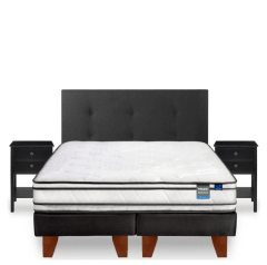 Cama Europea Innova 2 Pl Box Bd + Respaldo + 2 Veladores Flex 0