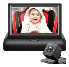 Monitor de bebé para el auto con cámara trasera Negro