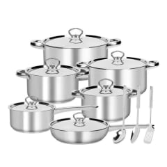 Juego de cocina acero inoxidable plateado 1