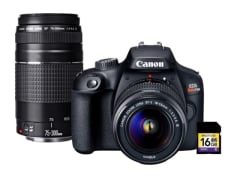 KIT CAMARA CANON EOS REBEL T100 + LENTES 18-55MM Y 75-300. OPEN BOX 0