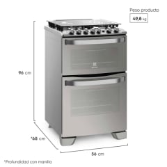 Cocina Electrolux 56DXA 4 platos GRILL Doble horno  GRIS, falta decorativo pata izquierda. 0