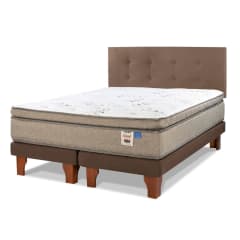 Cama Europea Terra Cobre 2 Plazas 150X200 Cm + Respaldo Royal Café Flex