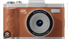 Cámara Fotográfica 4K Ultra HD, 64MP, 16x, Naranja