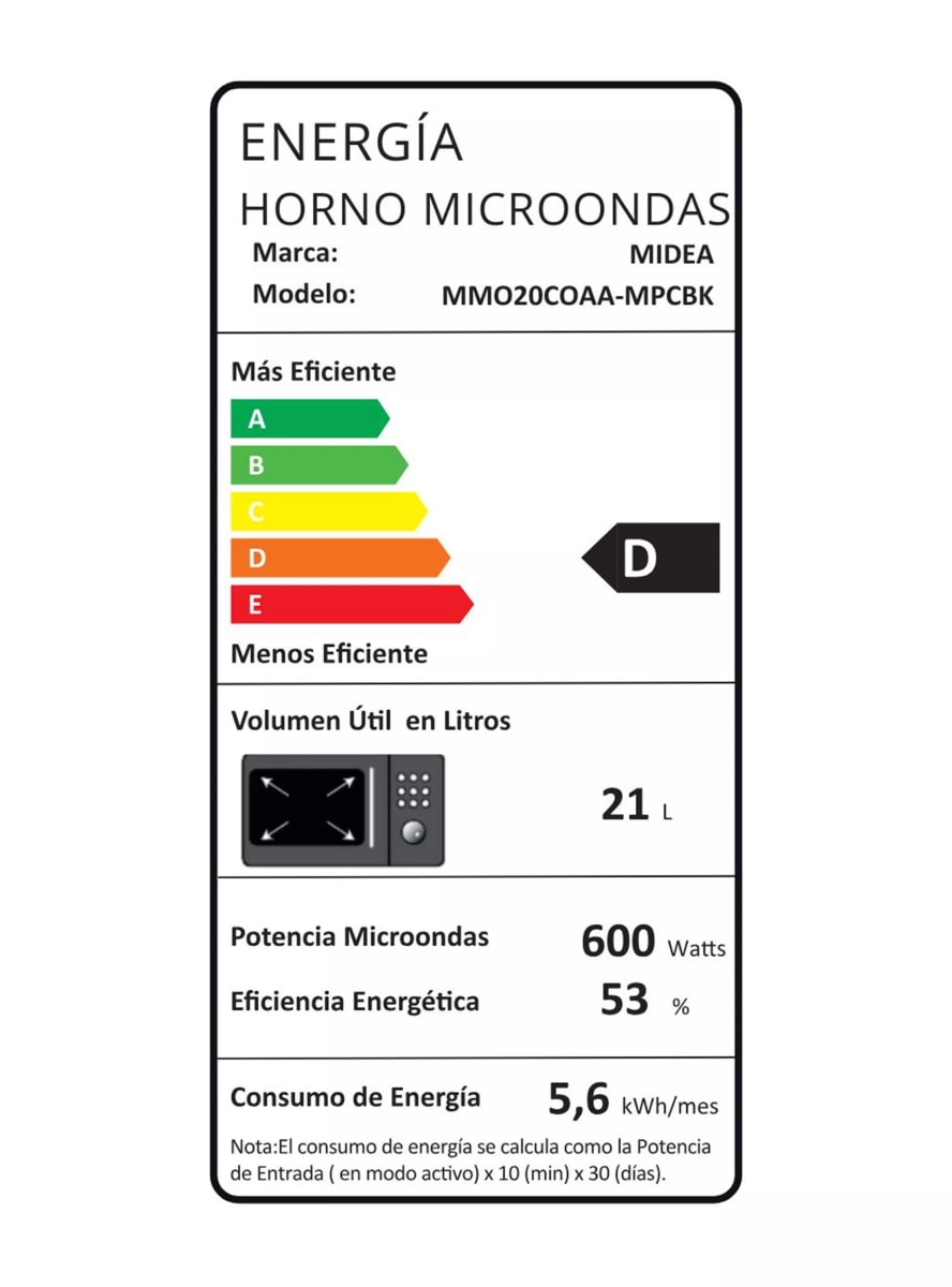 Microondas Dígital Midea  21 Litros MMO20COAA-MPCBK Negro7