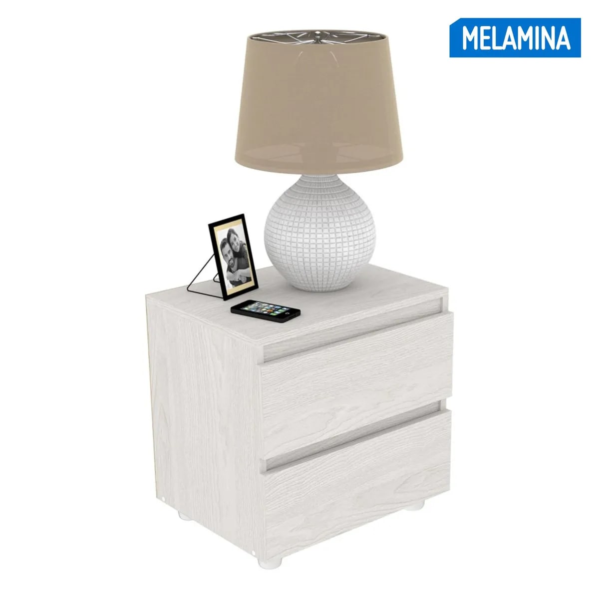 Velador 2 Cajones Just Home Collection  Melamina Bur3