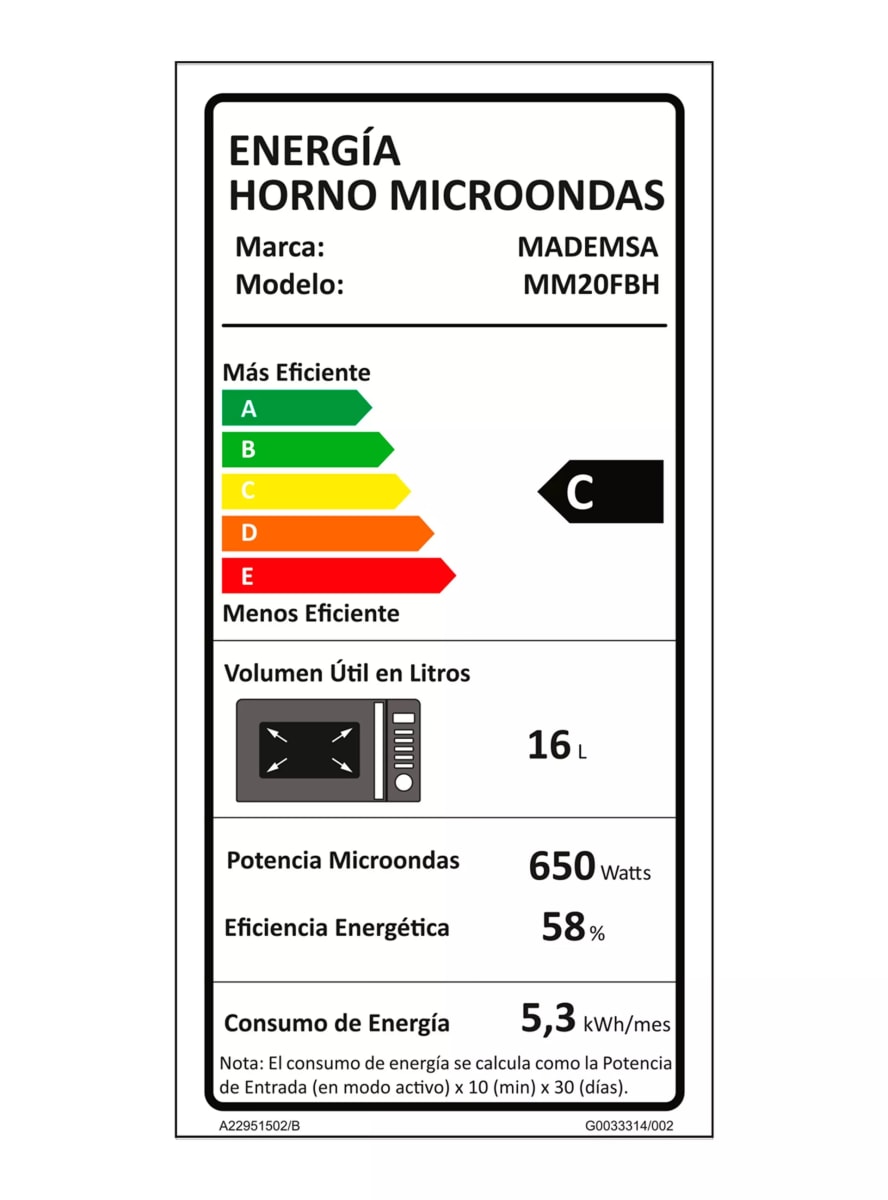 Microondas Digital Mademsa  20 Litros 1050W MM20FBH5