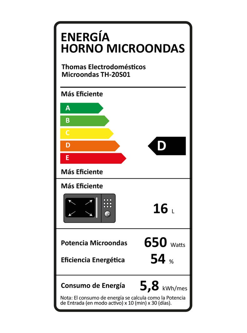 Microondas Análogo Thomas  20 Litros 800W TH-20S015