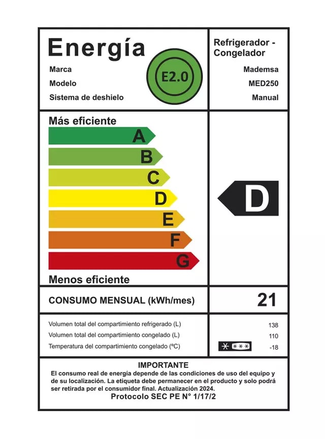 Bottom Freezer Mademsa MED250 248L frio directo  leves detalles en la puerta, caja con desgaste4