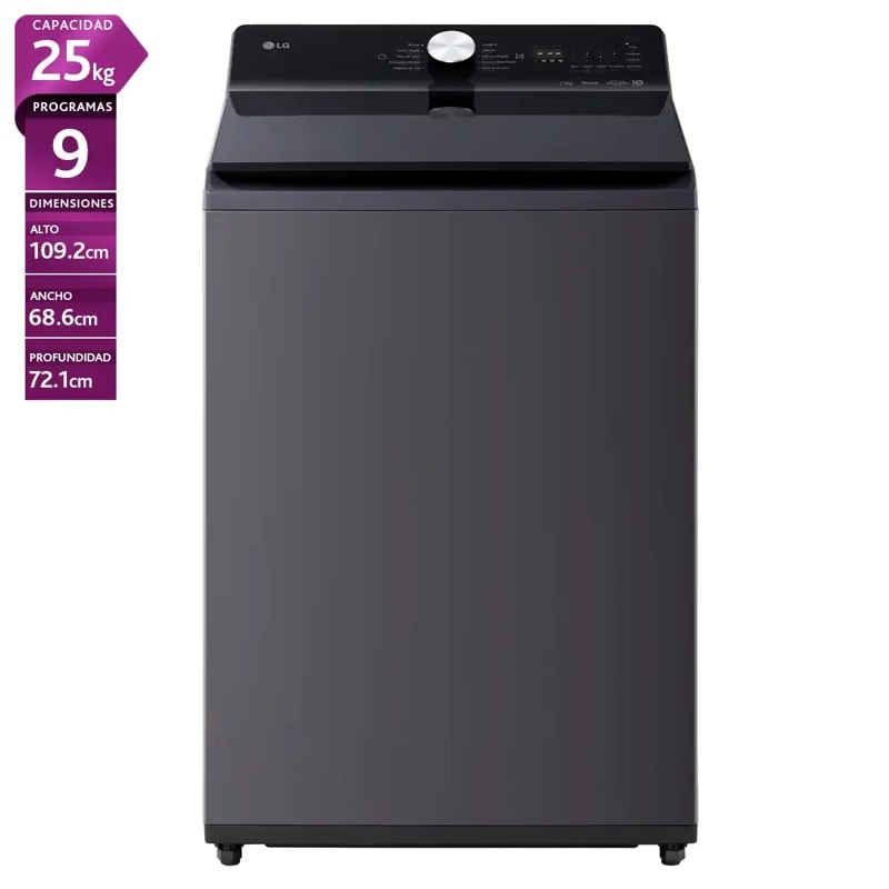 Lavadora carga superior LG WT25EGTX6 25KG Grafito, caja genérica.5