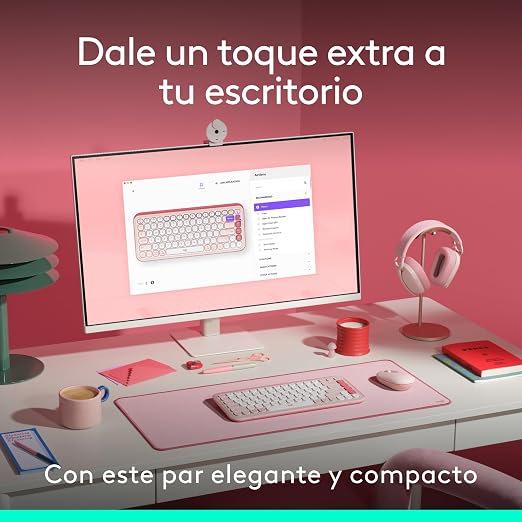 Teclado y Mouse inalámbrico Logitech POP Icon Color Rosa2