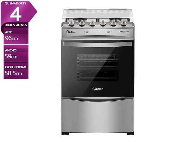 Cocina a gas MIDEA MCG-4QPI24NS 4 platos, Gris. Caja con desgaste2