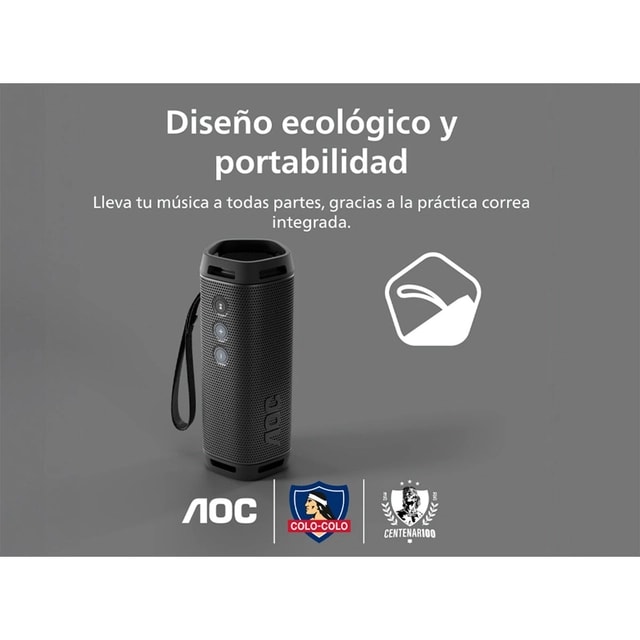 PARLANTE BLUETOOTH AOC CENTENARIO COLO-COLO NEGRO3