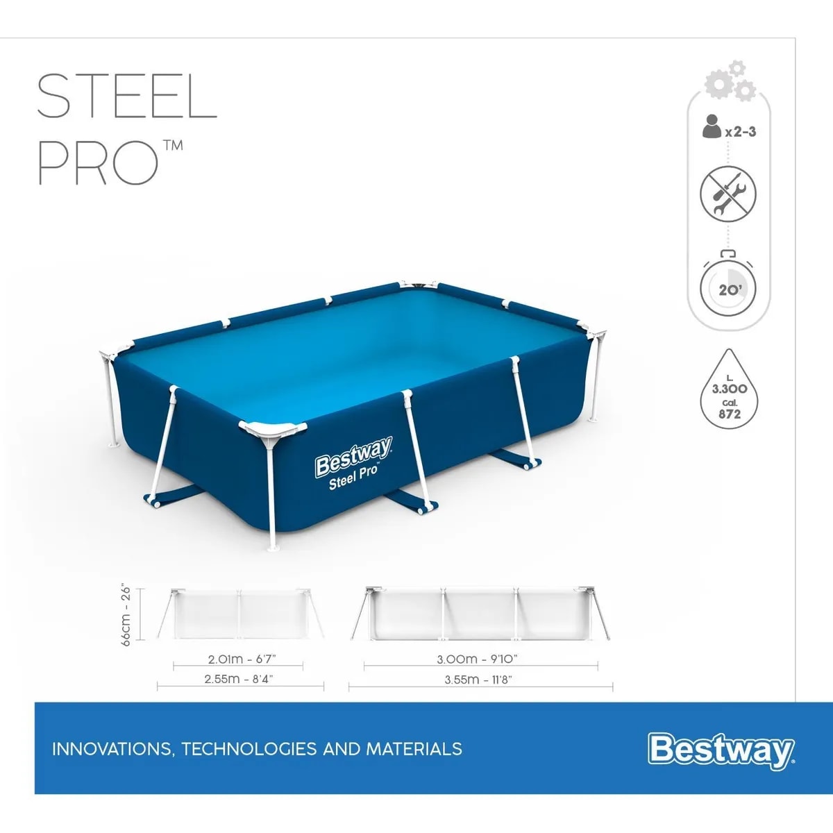 Piscina Estructural Rectangular 300 X 201 X 66 Cm Bestway2