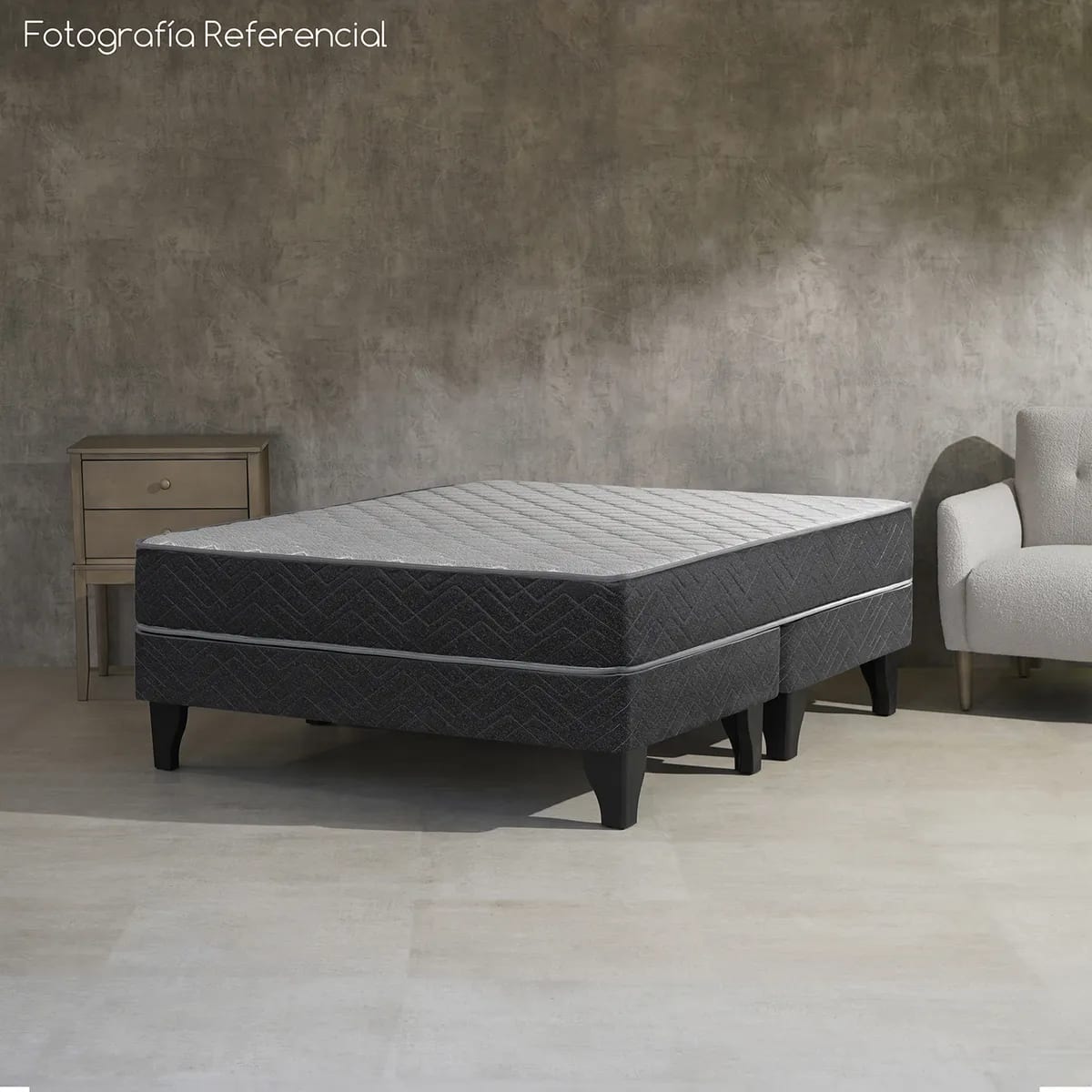Cama Europea Apolo Black 2 plaza X190 BD + Respaldo1
